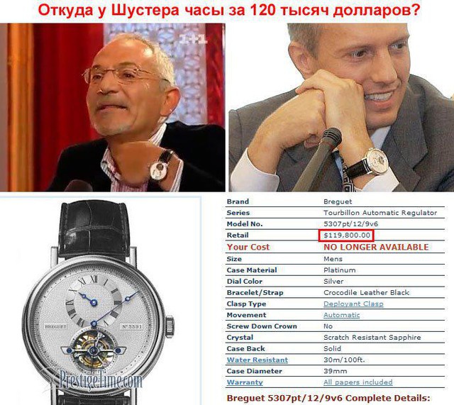Миллион на руке Шустера: швейцарские часы, как у Хорошковского.