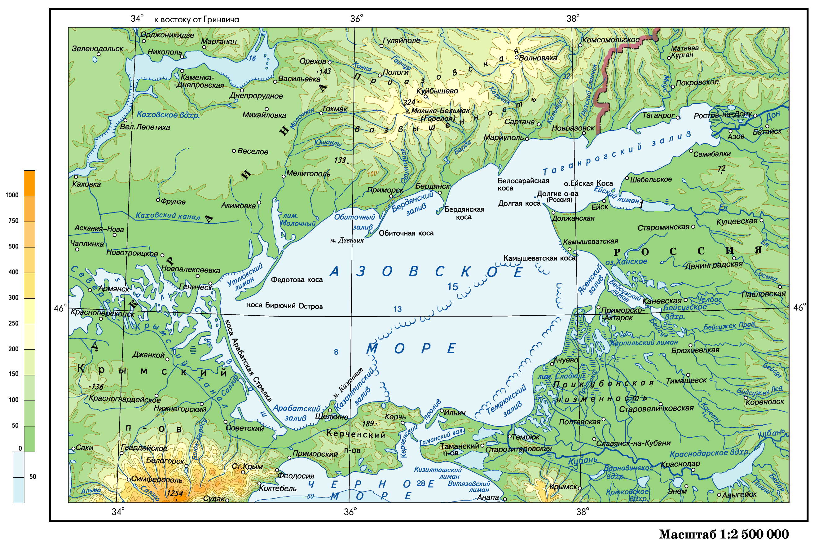 Река граница украины. Азовское море на контурной карте. Заливы Азовского моря на карте. Реки впадающие в Азовское море. Таганрогский залив Азовского моря на карте.